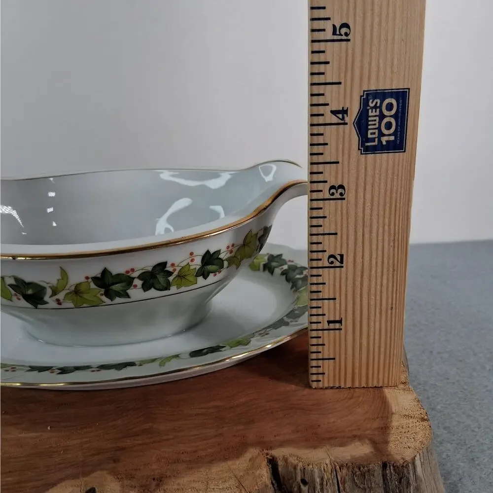 Regal China Lawndale Pattern Gravy Boat Bowl with Attached Underplate Porcelain